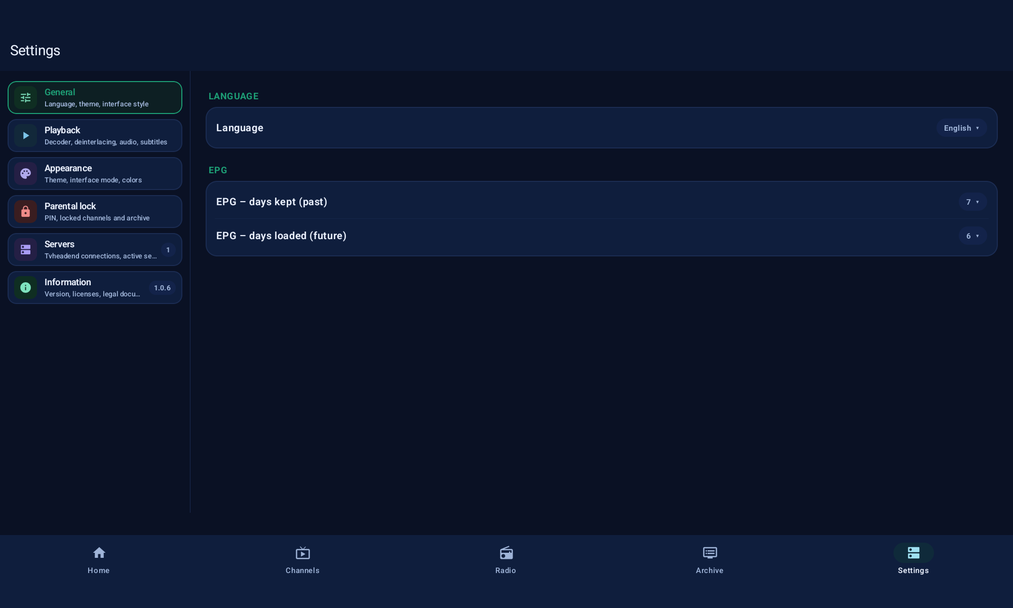 Headent Client — tablet settings