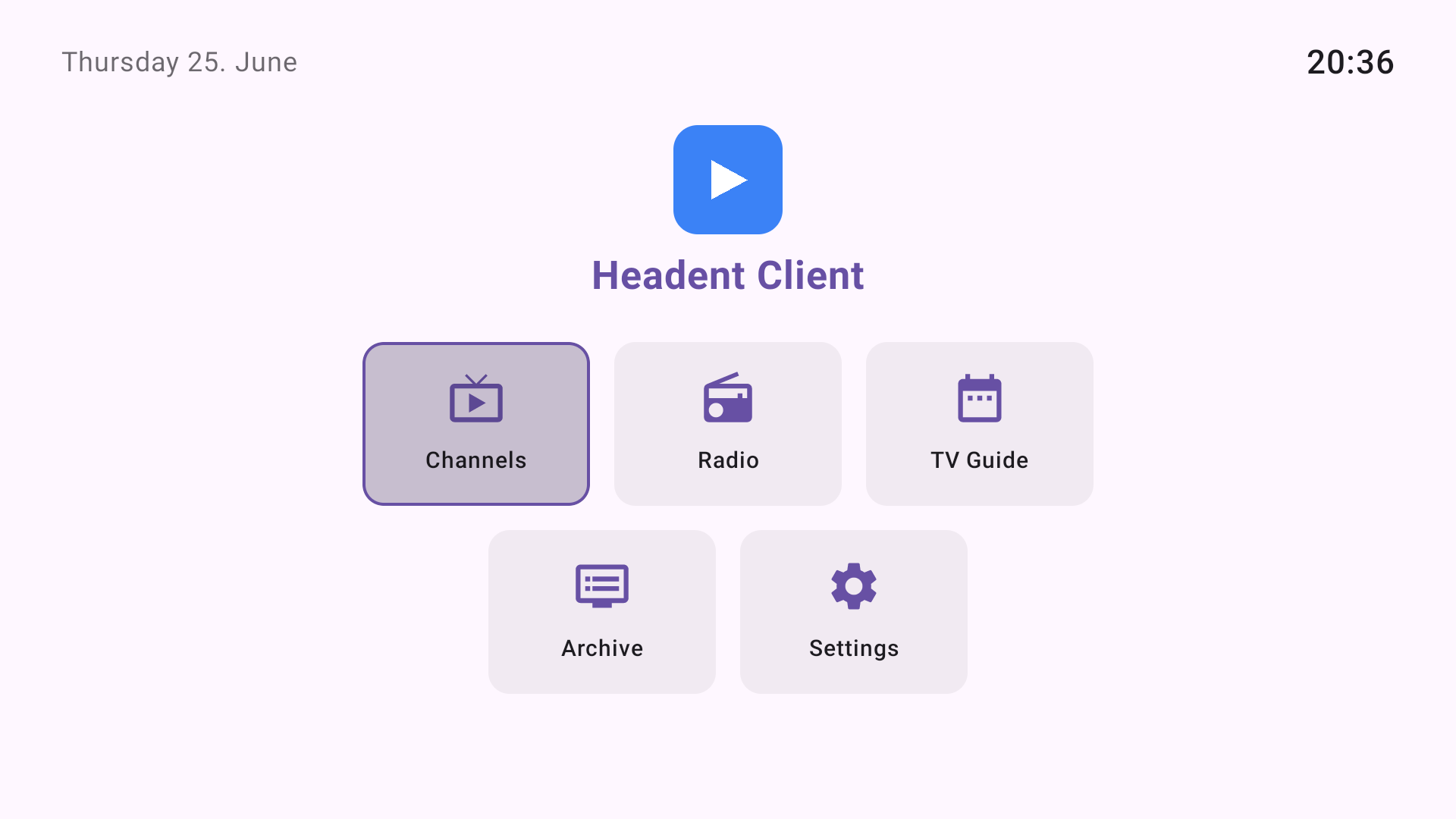 Headent Client — Android TV home